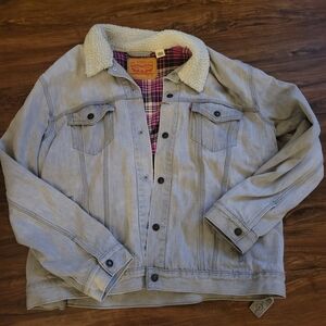 Levi's Light Gray Denim Jacket with Sherpa Collar